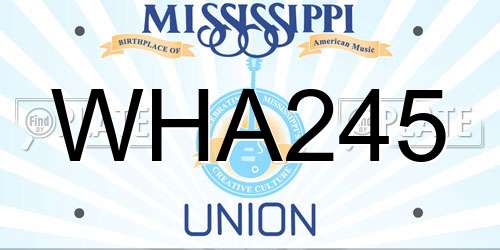 WHA245 Mississippi License Plate