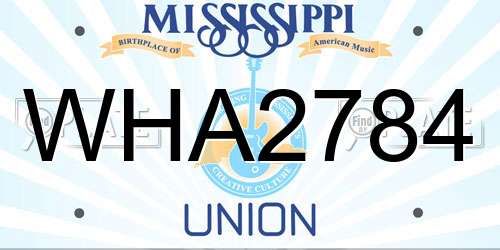 WHA2784 Mississippi License Plate