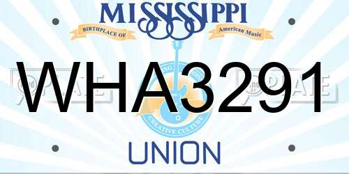 WHA3291 Mississippi License Plate