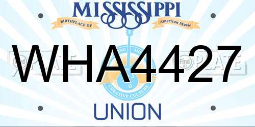 WHA4427 Mississippi License Plate