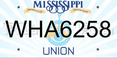 WHA6258 Mississippi License Plate