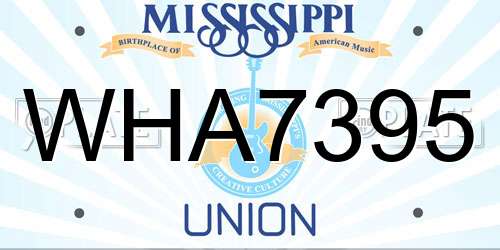 WHA7395 Mississippi License Plate
