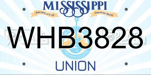 WHB3828 Mississippi License Plate