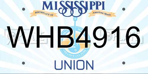 WHB4916 Mississippi License Plate