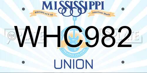 WHC982 Mississippi License Plate