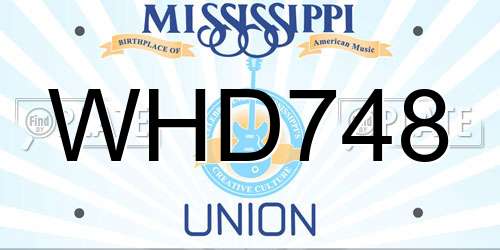 WHD748 Mississippi License Plate