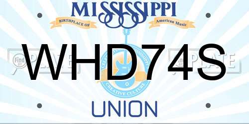 WHD74S Mississippi License Plate