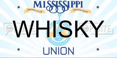 WHISKY Mississippi License Plate