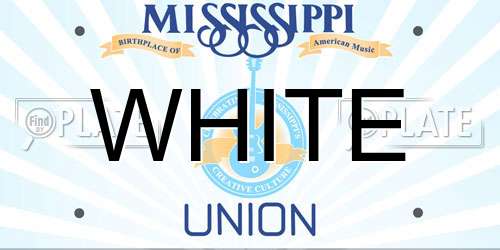 WHITE Mississippi License Plate