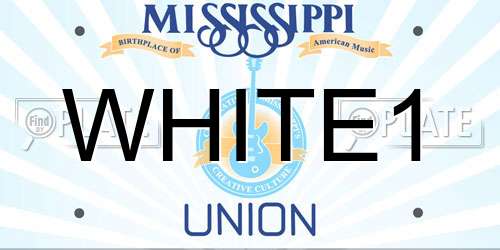 WHITE1 Mississippi License Plate