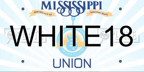 WHITE18 Mississippi License Plate