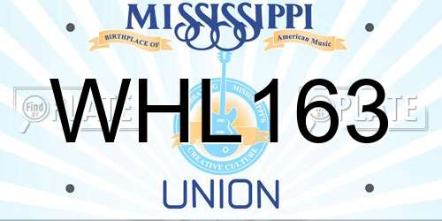 WHL163 Mississippi License Plate