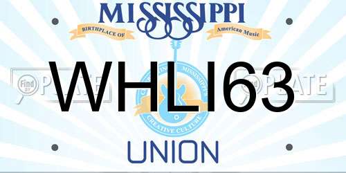 WHLI63 Mississippi License Plate