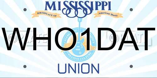 WHO1DAT Mississippi License Plate