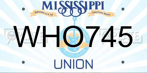 WHO745 Mississippi License Plate