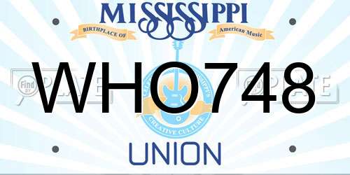WHO748 Mississippi License Plate