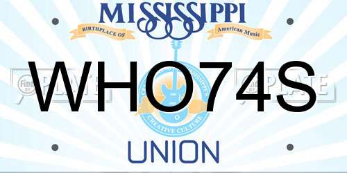 WHO74S Mississippi License Plate