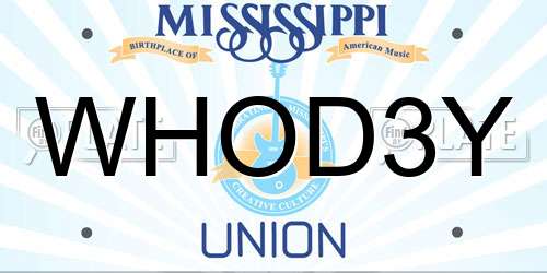 WHOD3Y Mississippi License Plate