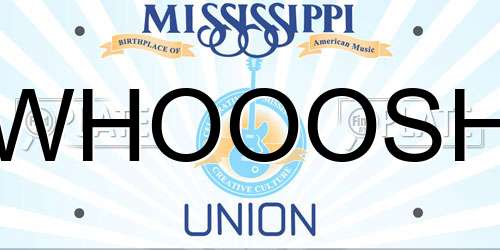 WHOOOSH Mississippi License Plate