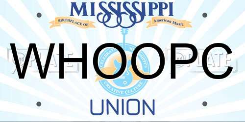 WHOOPC Mississippi License Plate