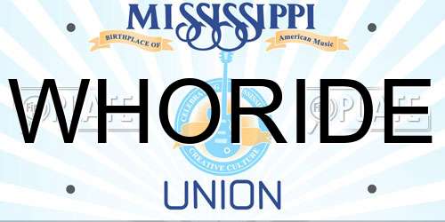 WHORIDE Mississippi License Plate