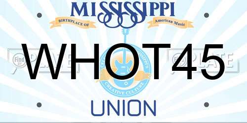 WHOT45 Mississippi License Plate