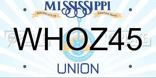 WHOZ45 Mississippi License Plate