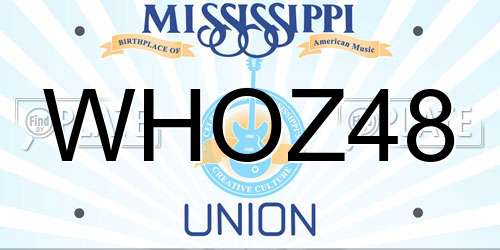 WHOZ48 Mississippi License Plate