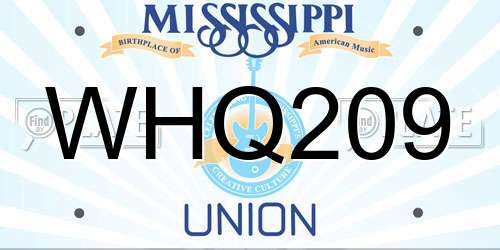 WHQ209 Mississippi License Plate