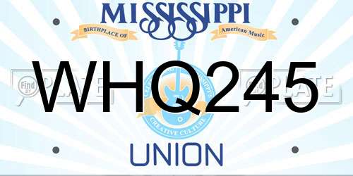 WHQ245 Mississippi License Plate
