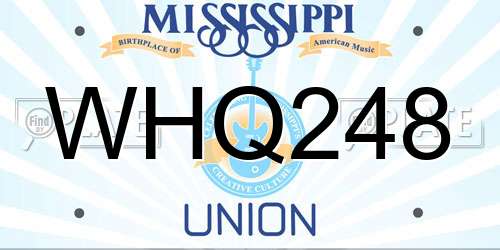 WHQ248 Mississippi License Plate