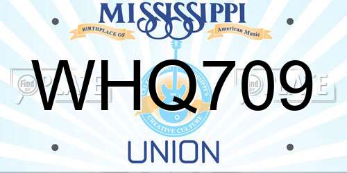 WHQ709 Mississippi License Plate
