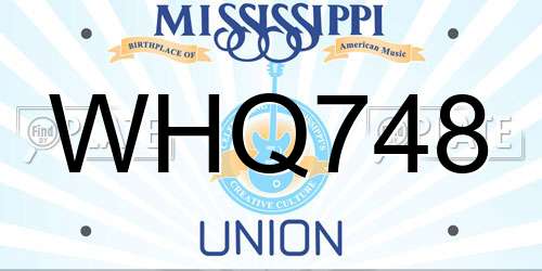 WHQ748 Mississippi License Plate