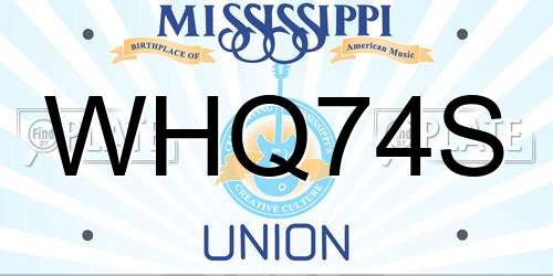 WHQ74S Mississippi License Plate