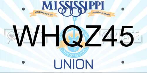 WHQZ45 Mississippi License Plate