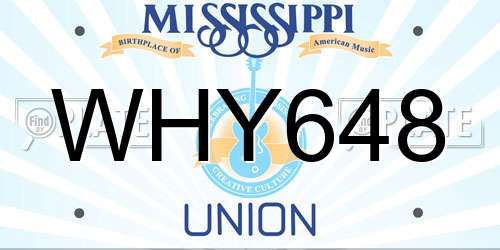WHY648 Mississippi License Plate