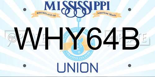 WHY64B Mississippi License Plate