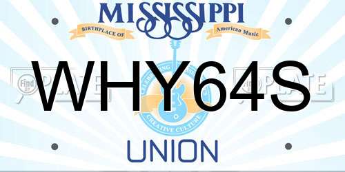 WHY64S Mississippi License Plate