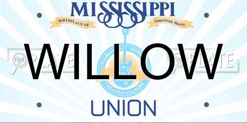 WILLOW Mississippi License Plate