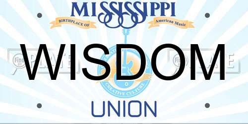 WISDOM Mississippi License Plate