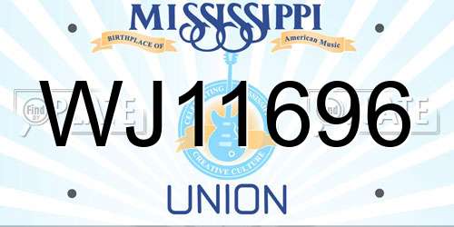 WJ11696 Mississippi License Plate