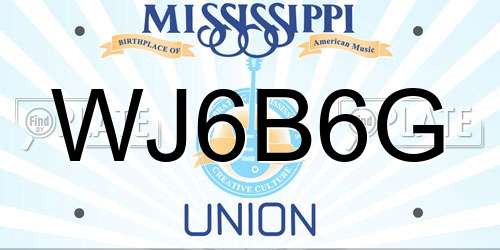 WJ6B6G Mississippi License Plate