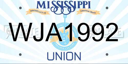 WJA1992 Mississippi License Plate