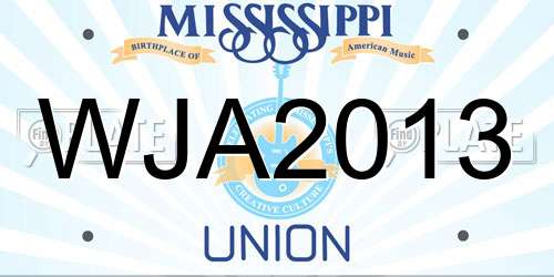 WJA2013 Mississippi License Plate