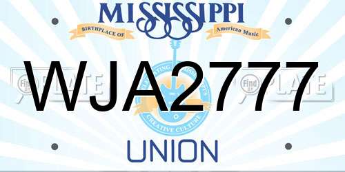 WJA2777 Mississippi License Plate