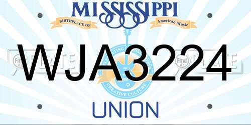 WJA3224 Mississippi License Plate