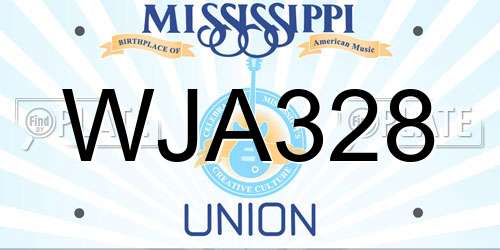 WJA328 Mississippi License Plate