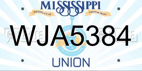 WJA5384 Mississippi License Plate