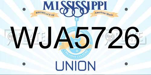 WJA5726 Mississippi License Plate