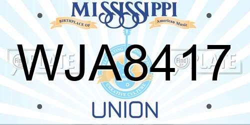 WJA8417 Mississippi License Plate